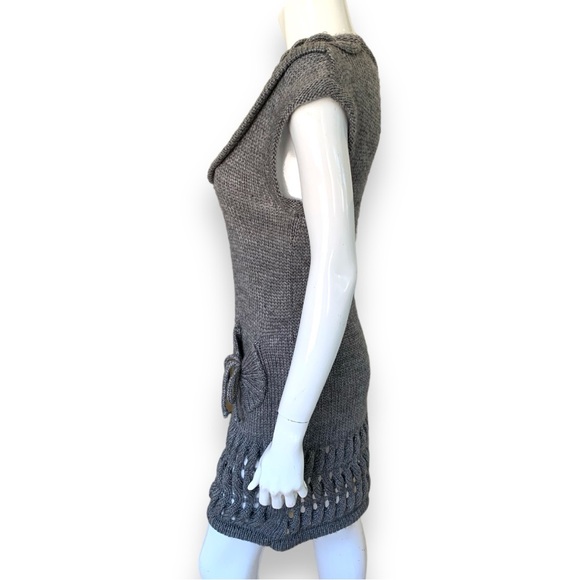 N .C MODA GREY KNIT SLEEVELESS SWEATER DRESS. WOMEN’S SIZE S/M - Picture 4 of 7